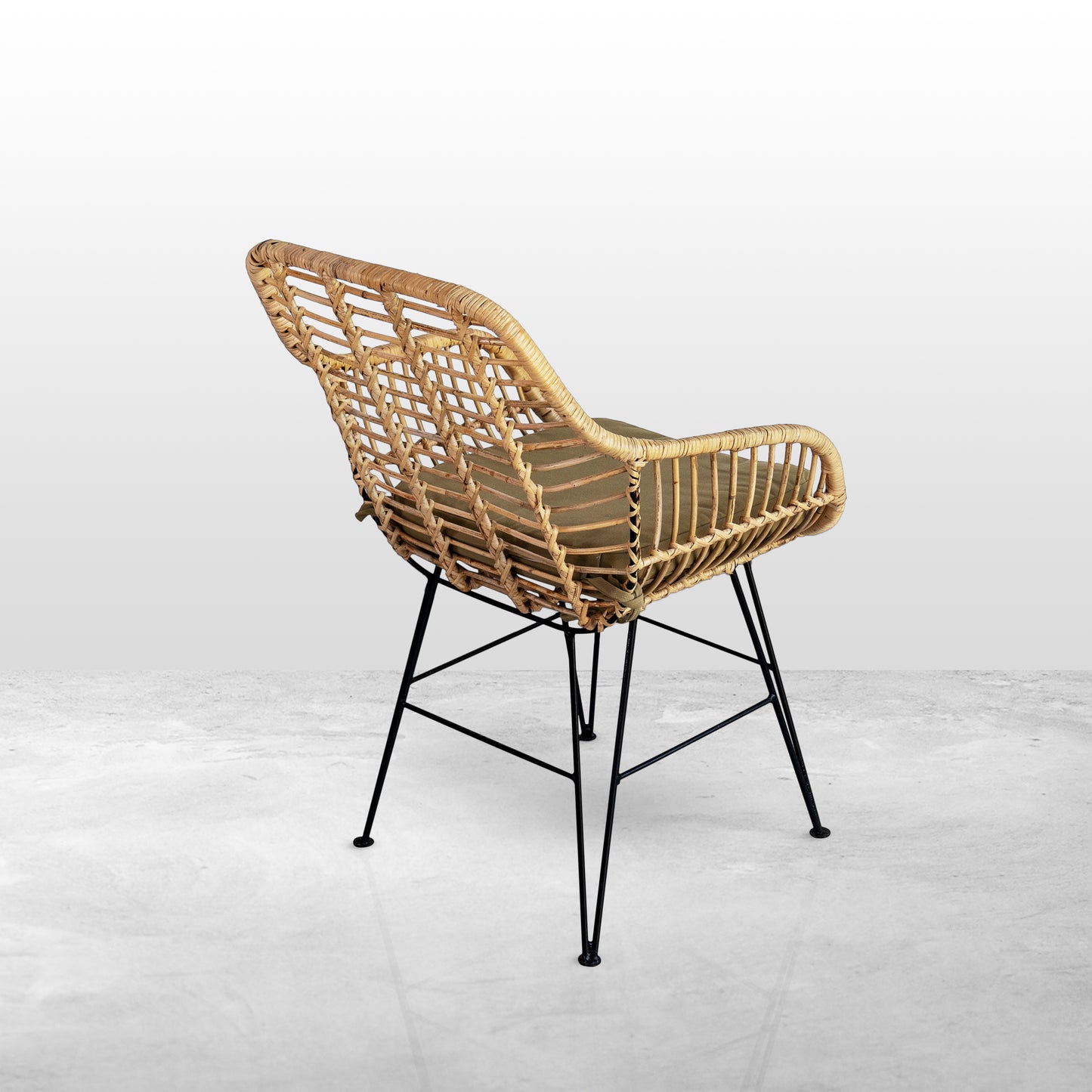 Metal and Woven Rattan Studio Chair