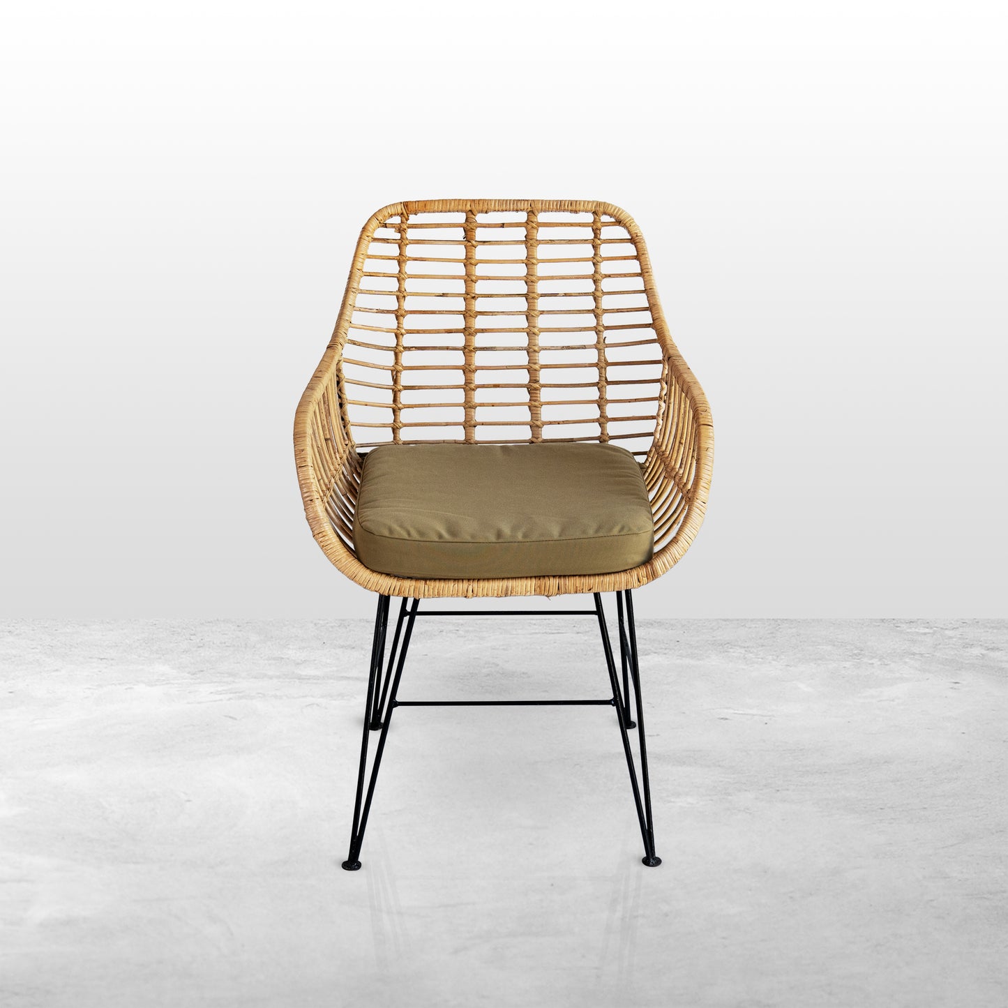 Metal and Woven Rattan Studio Chair