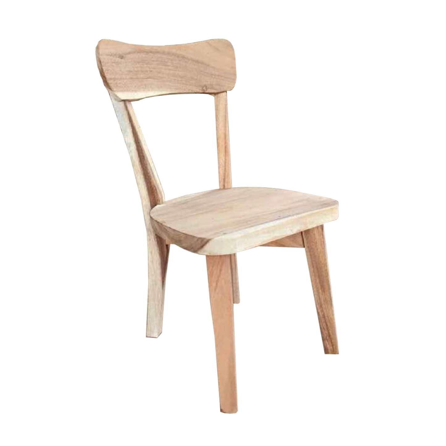 Massive Suar Wood Chair with Sculpted Backrest