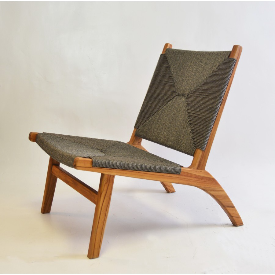 Teak Wood Chair with Woven Strings Decoration