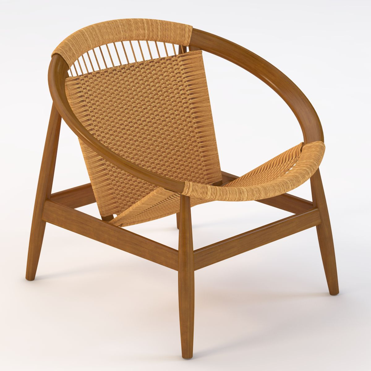 Circular Teak Wood Relax Chair with Textile Knitting