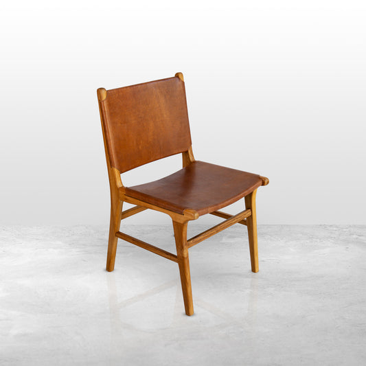 Master's Teak Wood Chair with Luxury Brown Water Buffalo Full Leather