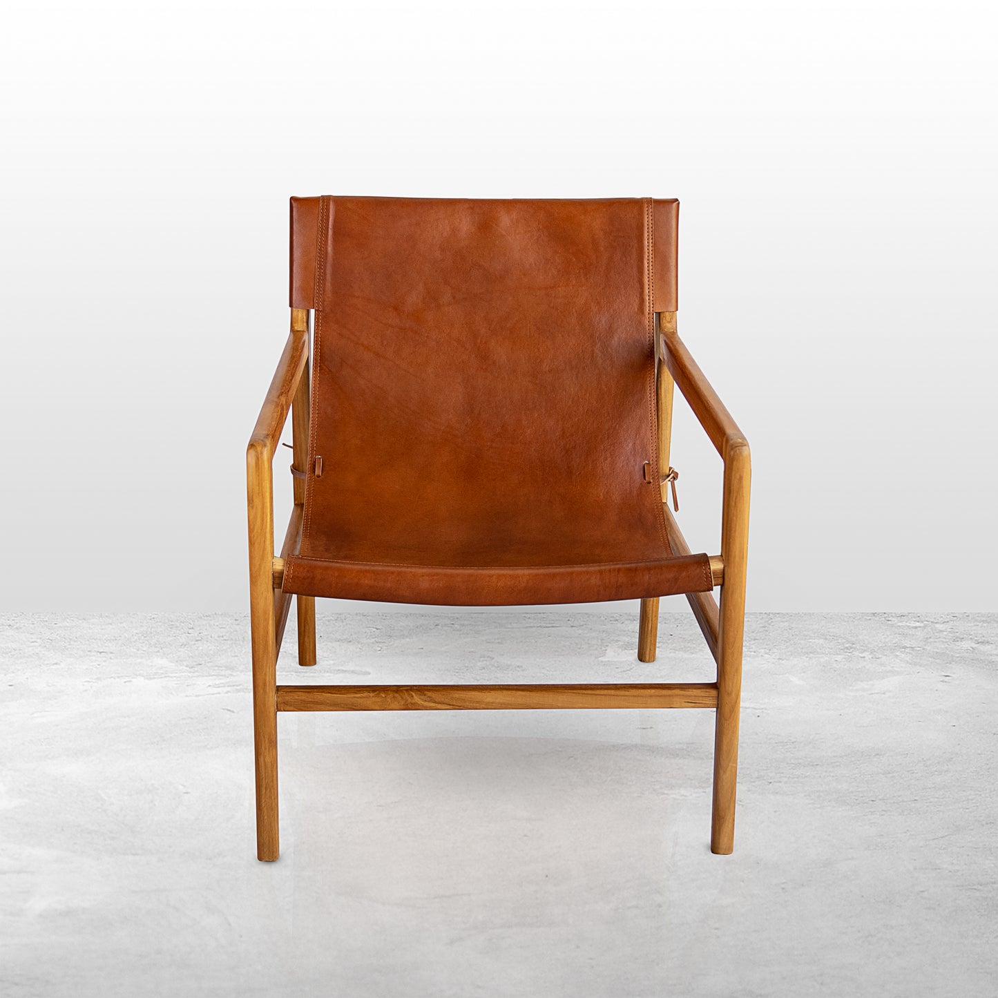 Relax Master's Teak Wood Chair with Full Brown Water Buffalo Leather Piece