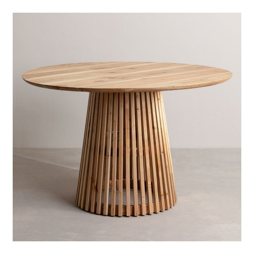 Round Pyramid Cone Teak Wood Table