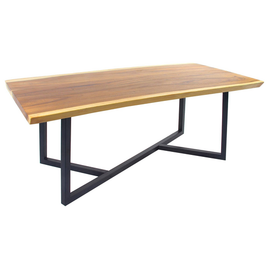 Large Studio Suar Wood Table with Steel Legs