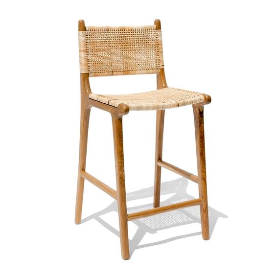 Tropical Teak Wood with Rattan Stool