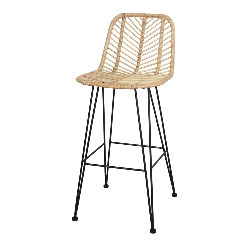 Black Iron with Rattan Bar Stool