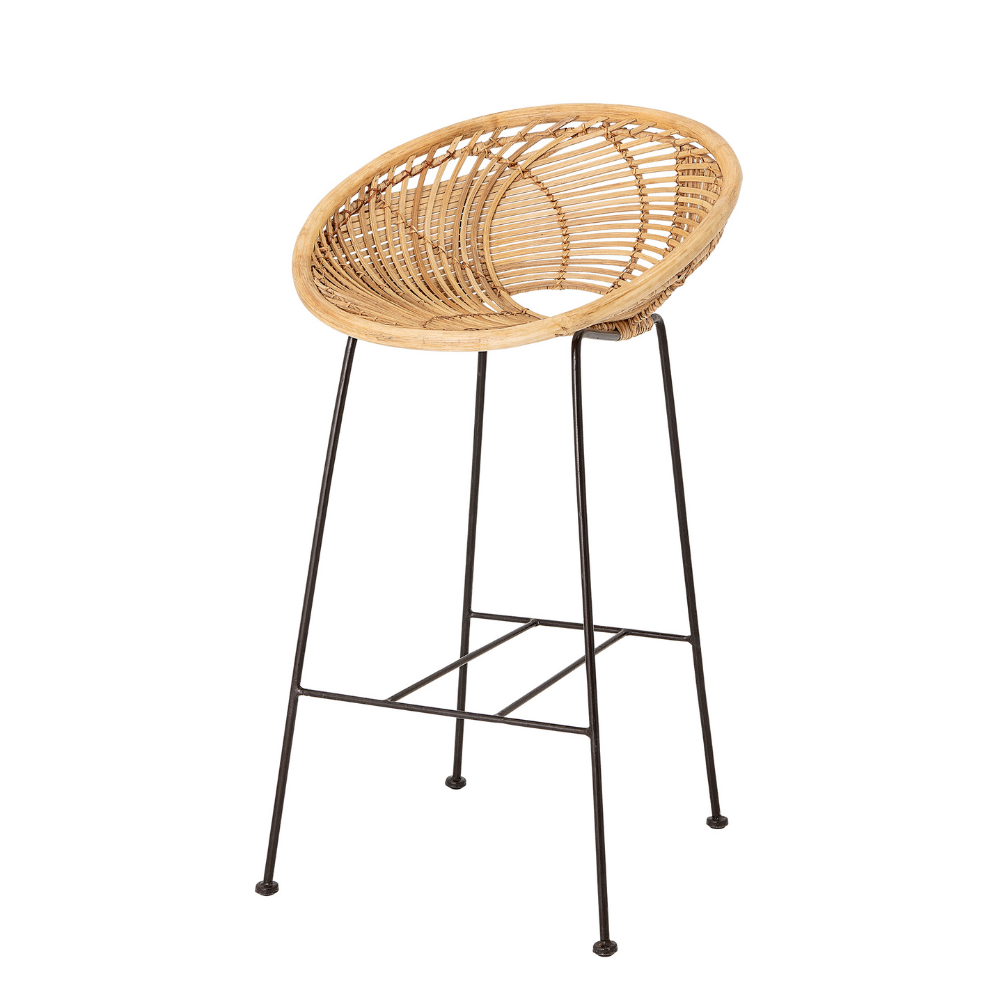 Black Iron with Rattan Nest Bar Stool