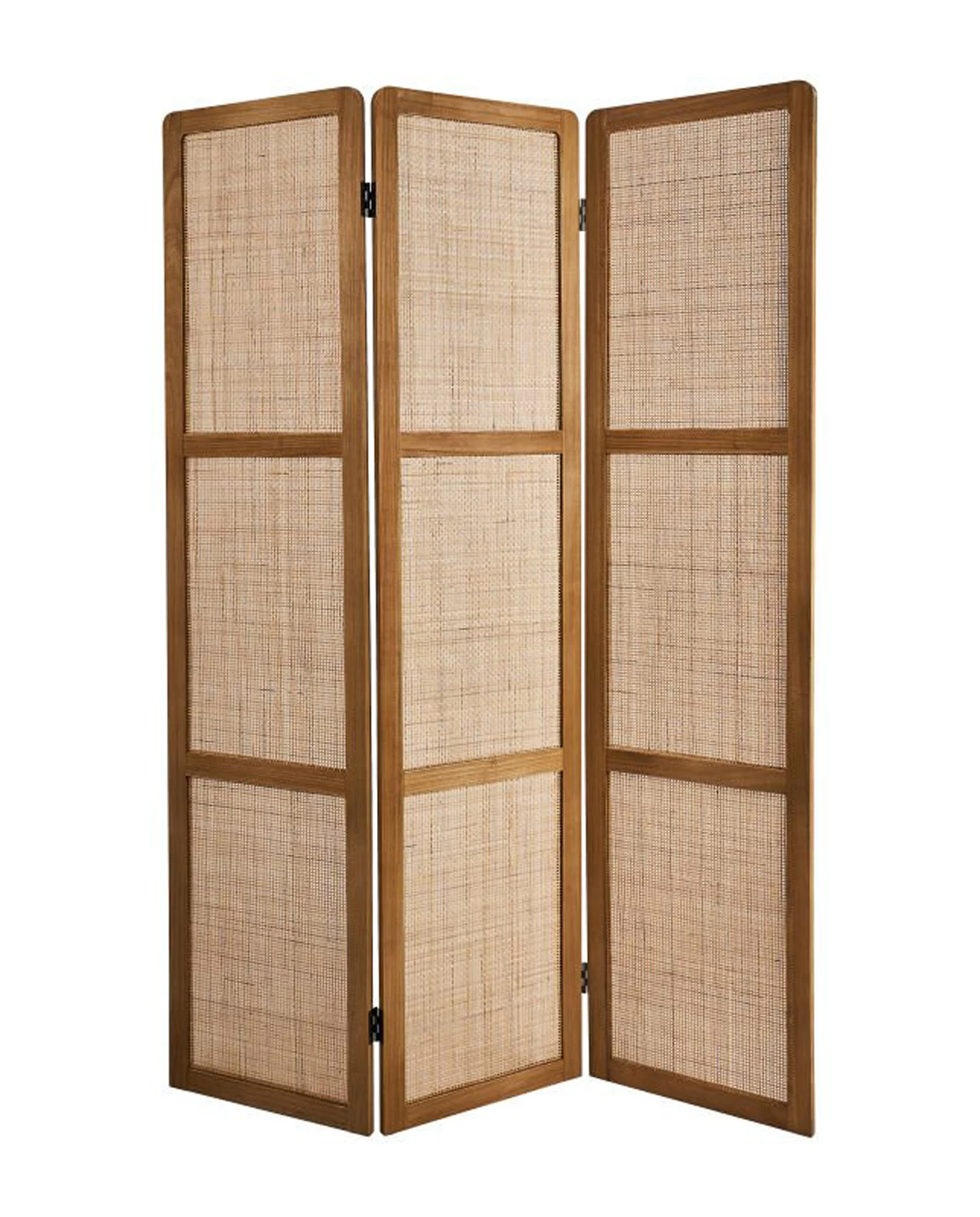 Dark Teak Wood Divider with Light Textile