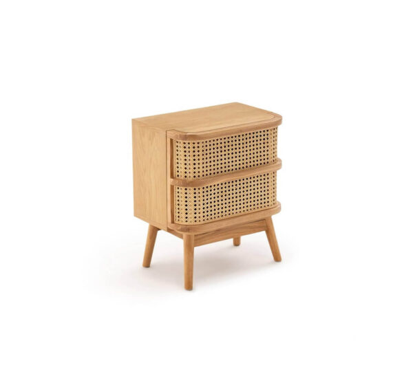Exotic Craft Teakwood Bed Side with Rattan