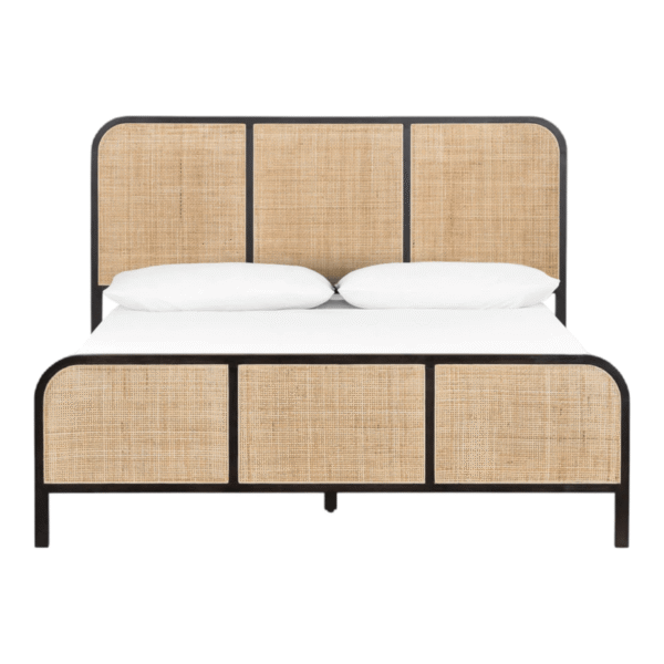 Round Rattan Teakwood Bed Frame