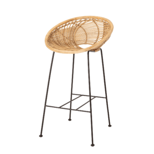 Black Iron with Rattan Nest Bar Stool