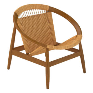 Circular Teak Wood Relax Chair with Textile Knitting