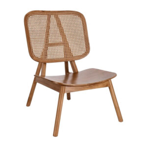 Classic Dark Teak Wood Chair with Rattan Back Rest