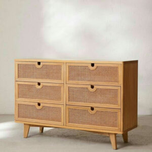 Luxurious Teak Wood Cabinet with Drawers and Fine Rattan Net