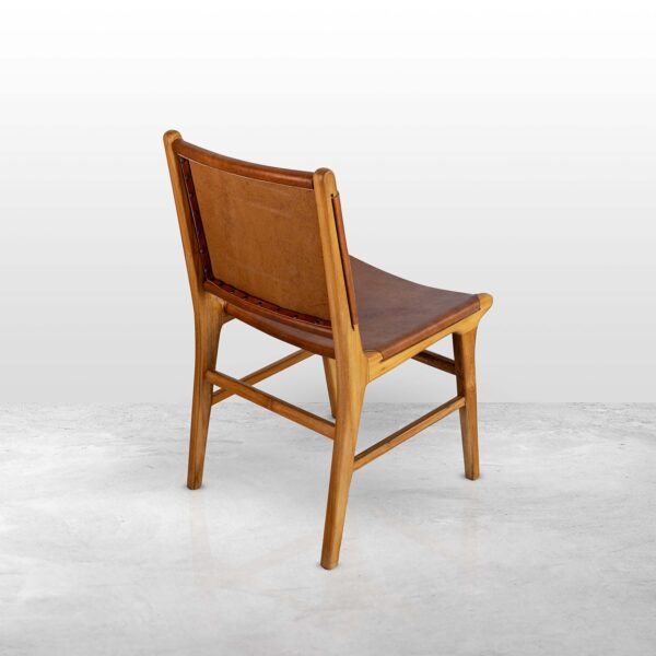 Master's Teak Wood Chair with Luxury Brown Water Buffalo Full Leather - Image 3