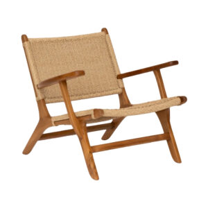 Relax Teak Wood Chair with Arm Rest and Textile Knitting
