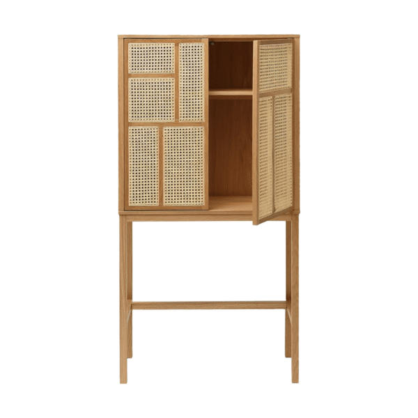 Teak Wood and Woven Rattan Unique Cabinet - Image 2