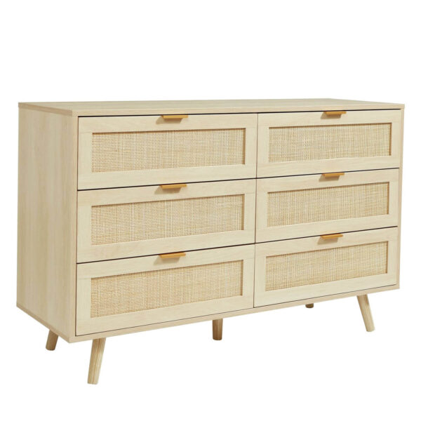 White Treated Teak Wood Cabinet with White Woven Rattan